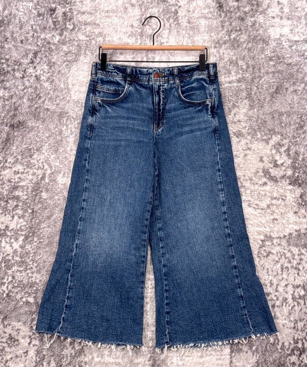 Pilcro Adi Jeans 26 Womens Anthropologie Crop Mid Rise Flare Leg Raw Hem